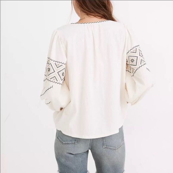 NWT Madewell Embroidered Peasant Top - Picture 3 of 8